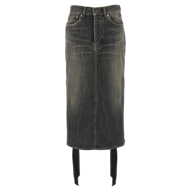 'Lace Up' denim skirt