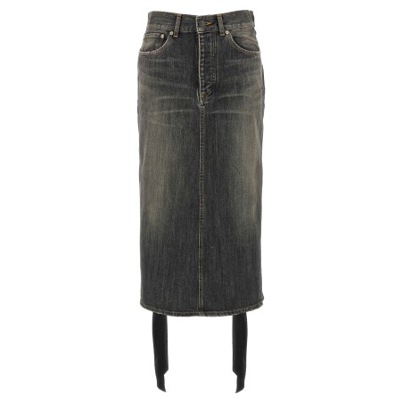 'Lace Up' denim skirt