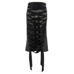 'Lace Up' denim skirt