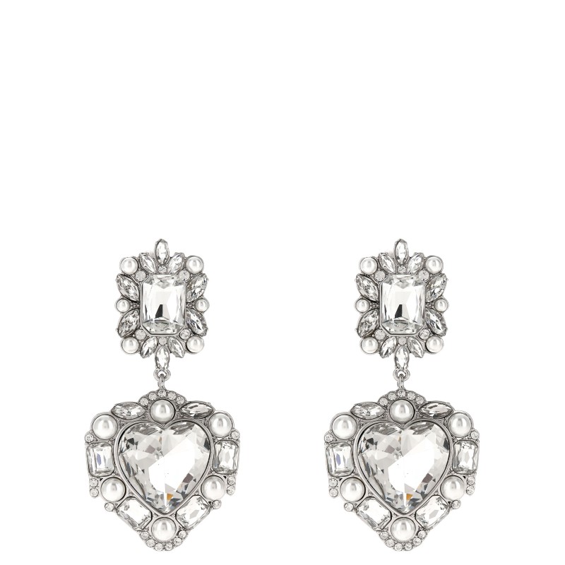 'Crystal Pearl Tiered Heart' earrings