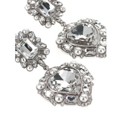 'Crystal Pearl Tiered Heart' earrings