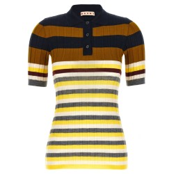 Ribbed wool polo shirt