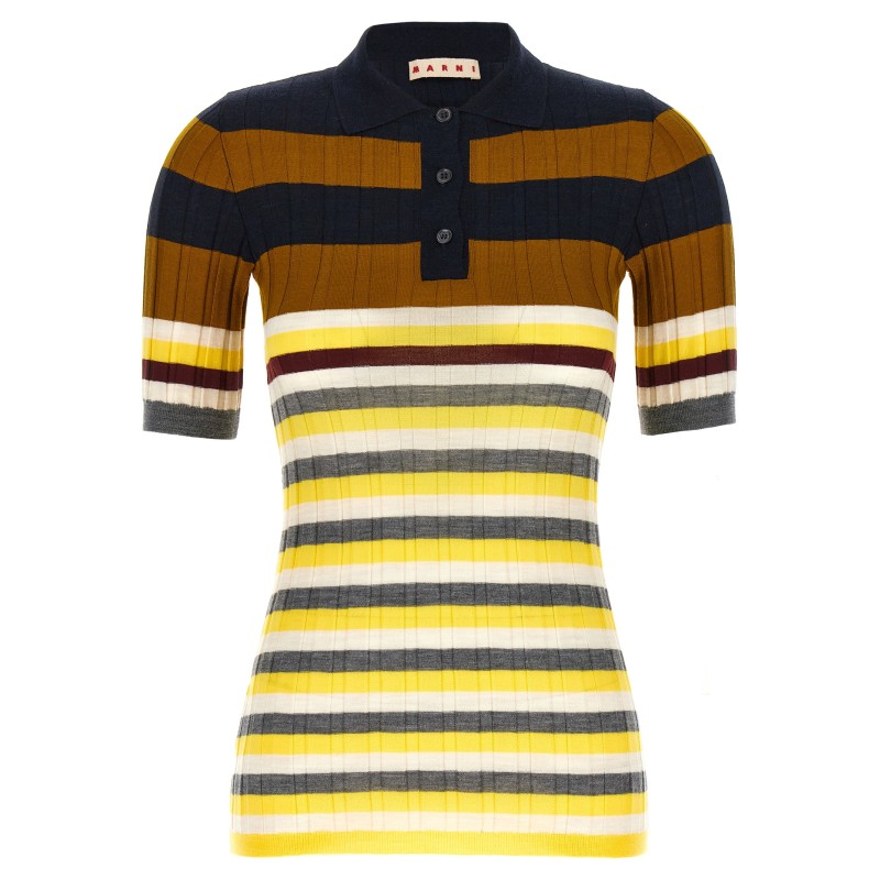 Ribbed wool polo shirt