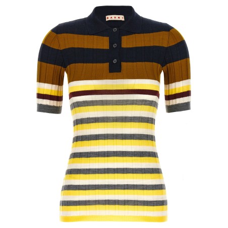 Ribbed wool polo shirt