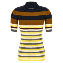Ribbed wool polo shirt