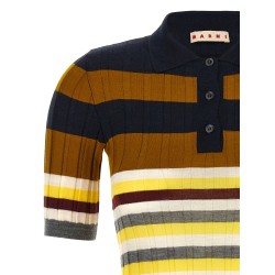 Ribbed wool polo shirt