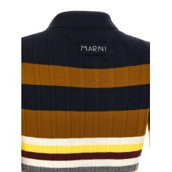 Ribbed wool polo shirt