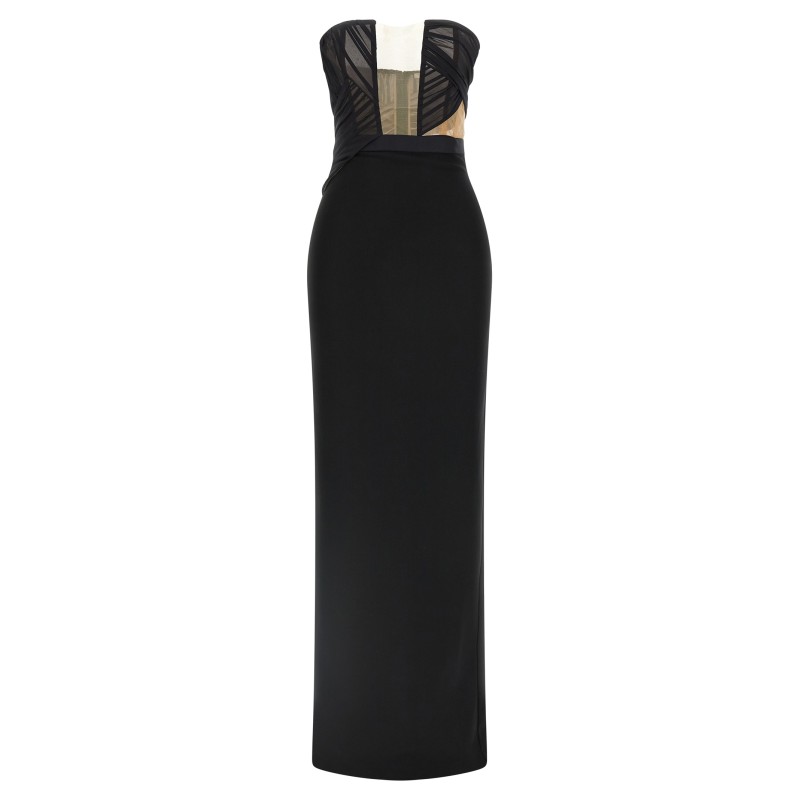 'Corsetted Draped Maxi' dress