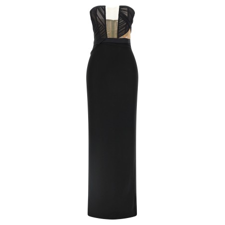 'Corsetted Draped Maxi' dress