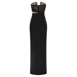 'Corsetted Draped Maxi' dress
