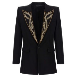 Leaf embroidery blazer