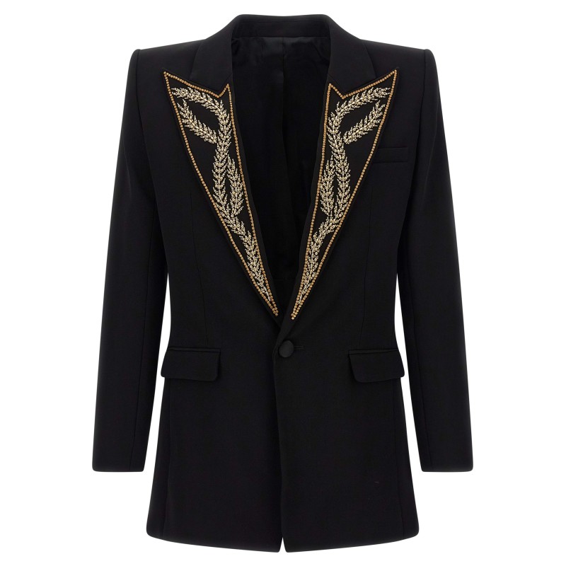 Leaf embroidery blazer