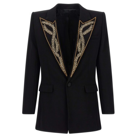 Leaf embroidery blazer