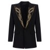 Leaf embroidery blazer