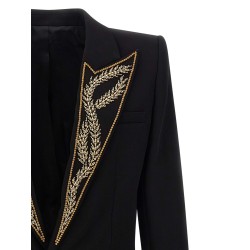Leaf embroidery blazer