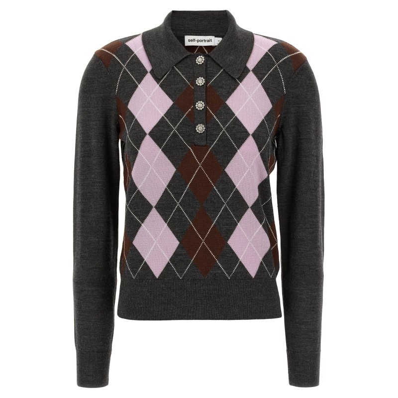 'Grey Argyle Lightweight' sweater