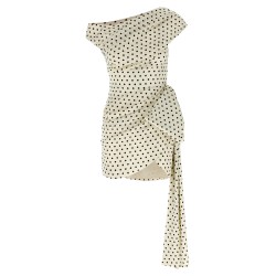 'Polka Dot Satin Tie Side Mini' dress