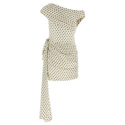 'Polka Dot Satin Tie Side Mini' dress