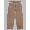 PANTALONE A GAMBA LARGA IN COTONE CERATO
