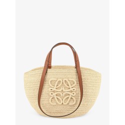Paula's Ibiza -Eclipse Raffia and Leather handbag with 3D Anagram logo