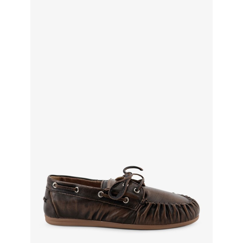 Used-effect leather loafers