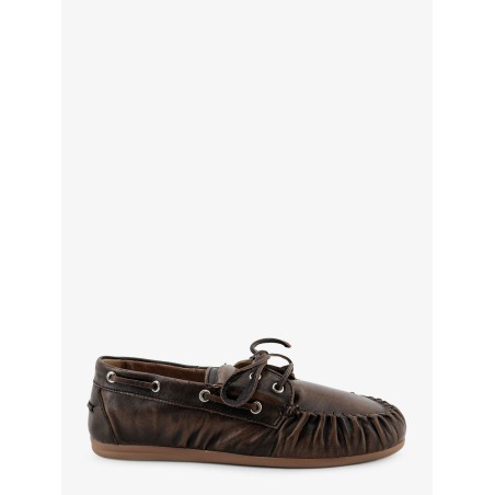 Used-effect leather loafers