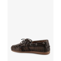 Used-effect leather loafers