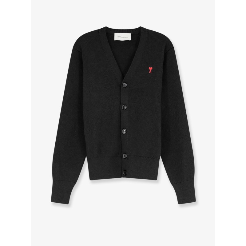 Wool cardigan with Logo embroidery