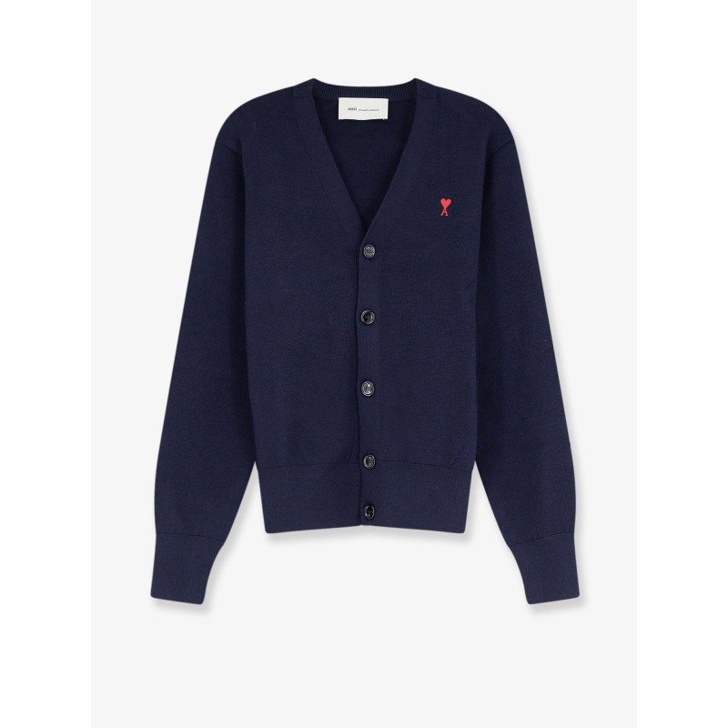 Wool cardigan with iconic embroidery