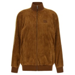 Waxed suede bomber jacket