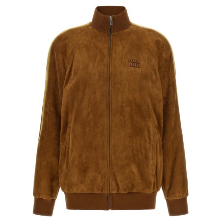 Waxed suede bomber jacket