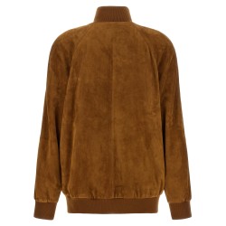 Waxed suede bomber jacket