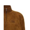 Waxed suede bomber jacket