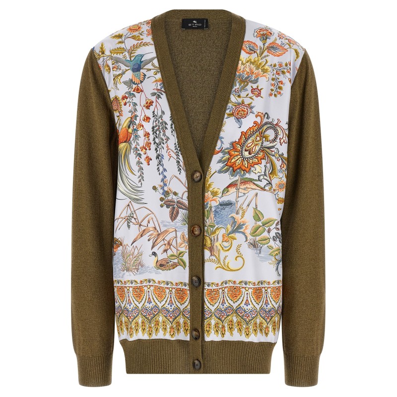 Paisley silk insert cardigan