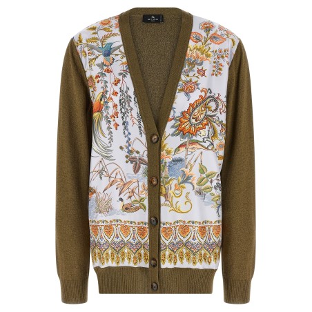 Paisley silk insert cardigan