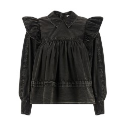 'Black Washed Frill' blouse