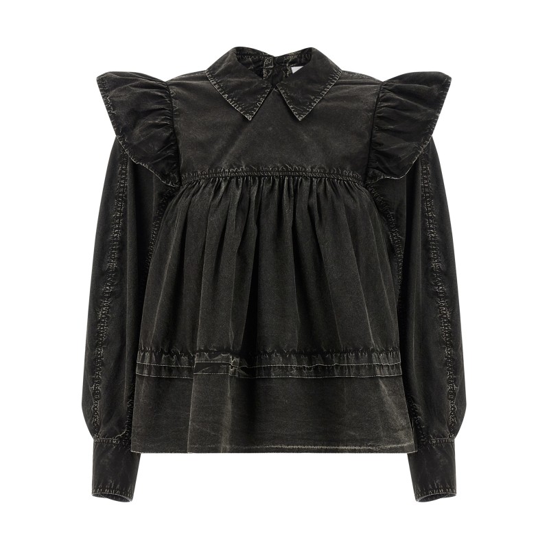 'Black Washed Frill' blouse