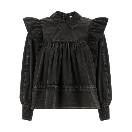 'Black Washed Frill' blouse
