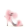 Satin sandals and feathers