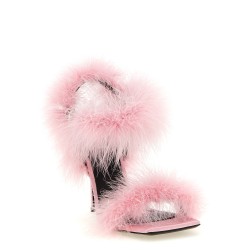 Satin sandals and feathers