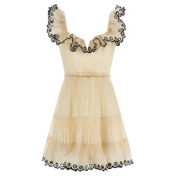 'Embroidered Frilled Mini' dress