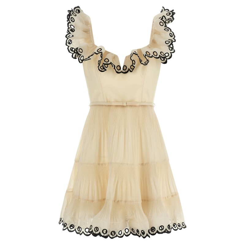 'Embroidered Frilled Mini' dress