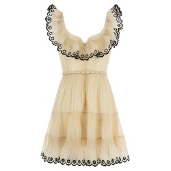 'Embroidered Frilled Mini' dress