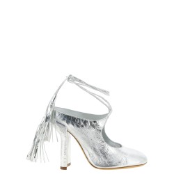 Laminated leather mules