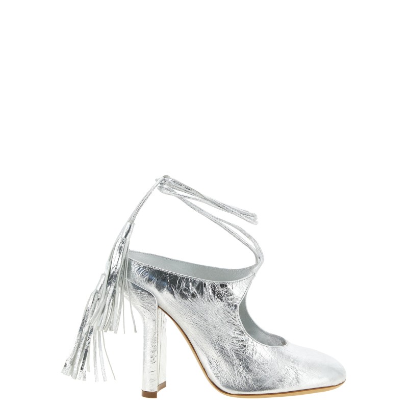 Laminated leather mules