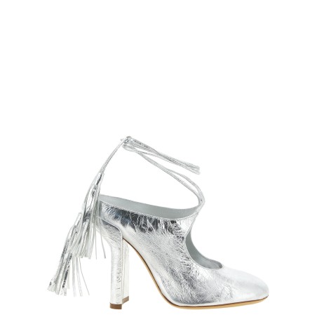 Laminated leather mules