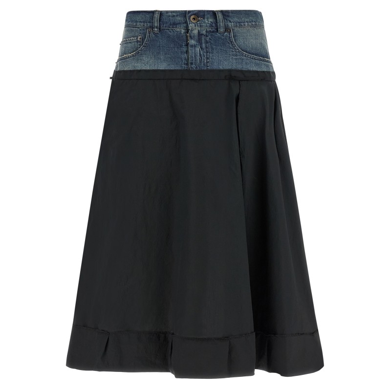 Denim insert skirt