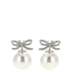 'Crystal Bow Pearl Back' earrings