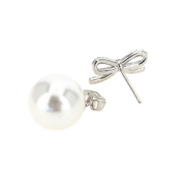 'Crystal Bow Pearl Back' earrings