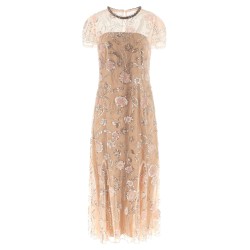 'Pink Flower Sequin Embellished Midi' dress